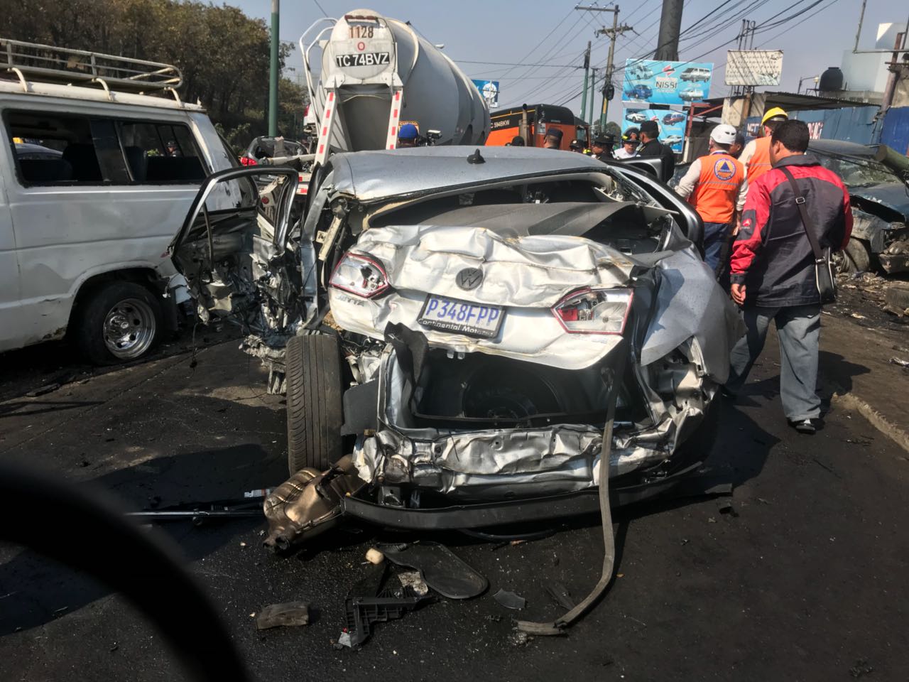 Accidente de tránsito en ruta Interamericana Emisoras Unidas EU Guatemala