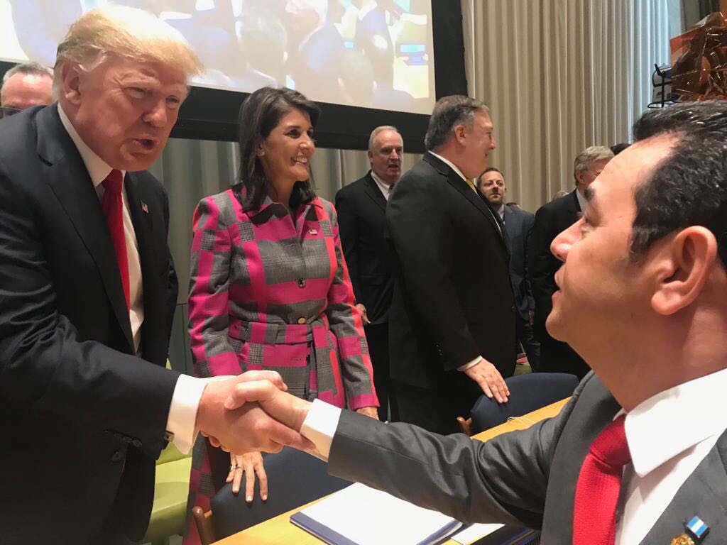 Presidente Jimmy Morales y Donald Trump