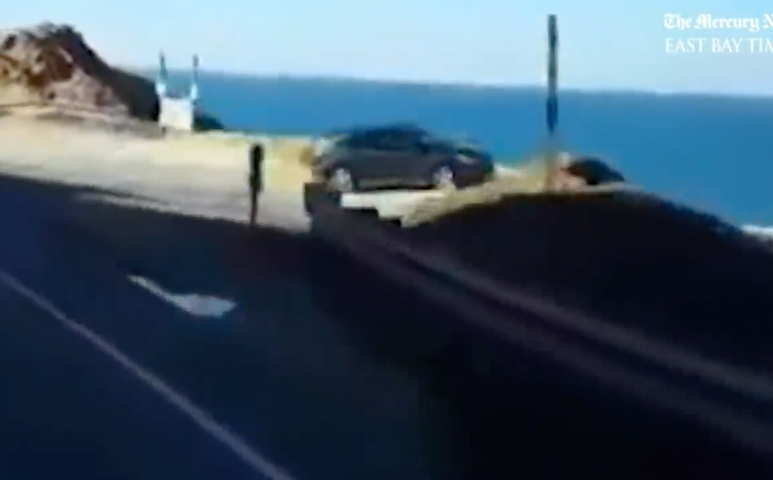 VIDEO: Momento en que un vehículo cae a un abismo en California