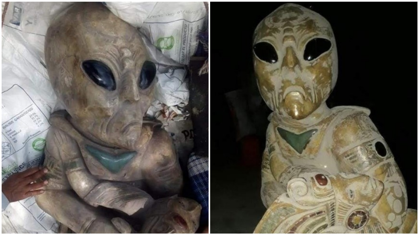 Esculturas de aliens supuestamente halladas en México