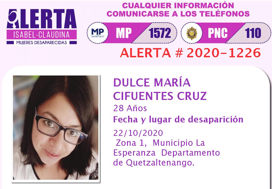 Dulce María Cifuentes Cruz, asesinada en Quetzaltenango