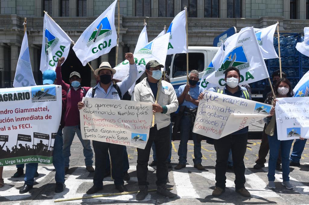 manifestación del Comité Campesino del Altiplano (CCDA) para exigir renuncia de Alejandro Giammattei