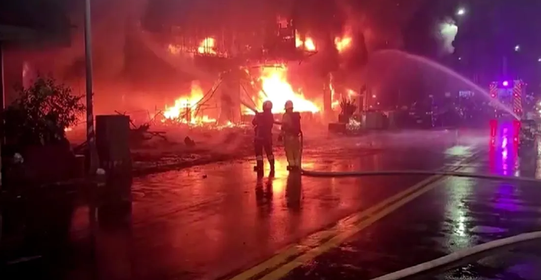 Incendio en edificio de Taiwán