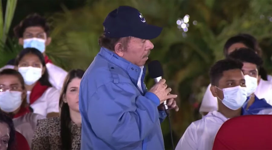 Daniel Ortega durante discurso tras ganar las elecciones