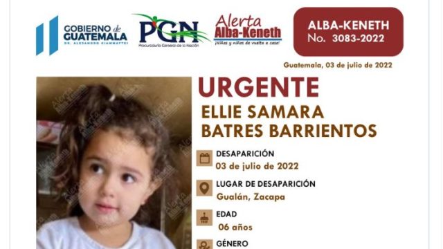 Ellie Samara Batres, niña desaparecida en Gualán, Zacapa