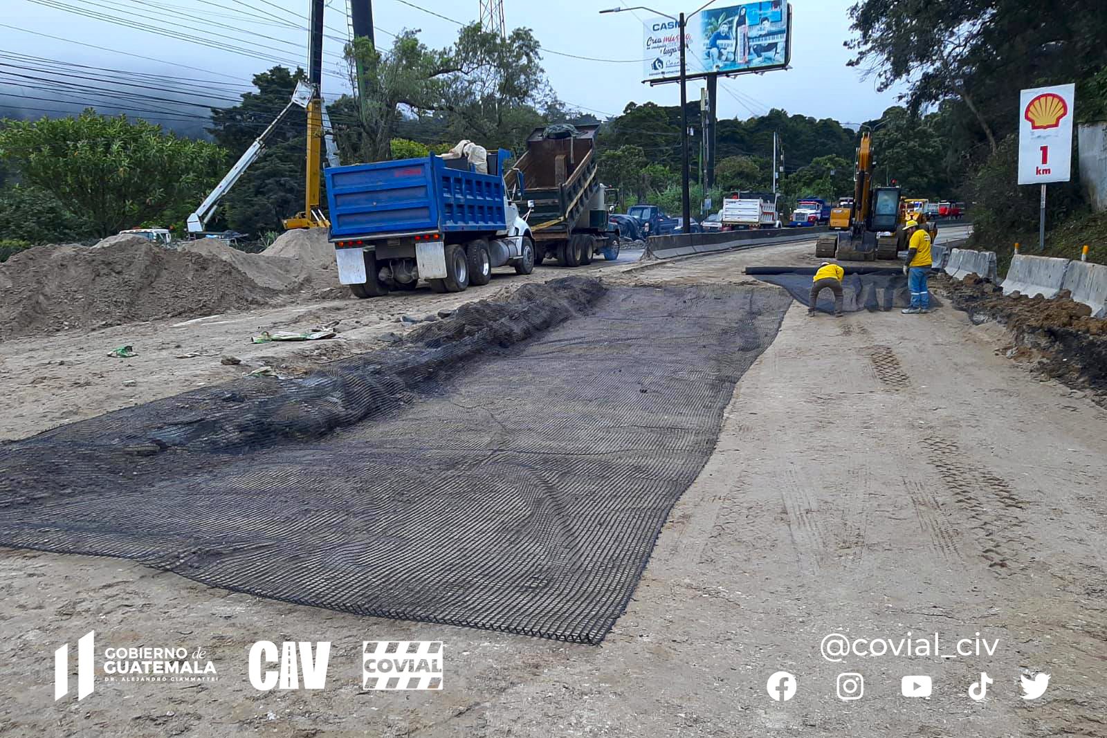 Trabajos en el kilómetro 11.5 de la carretera a El Salvador. / Foto: Covial