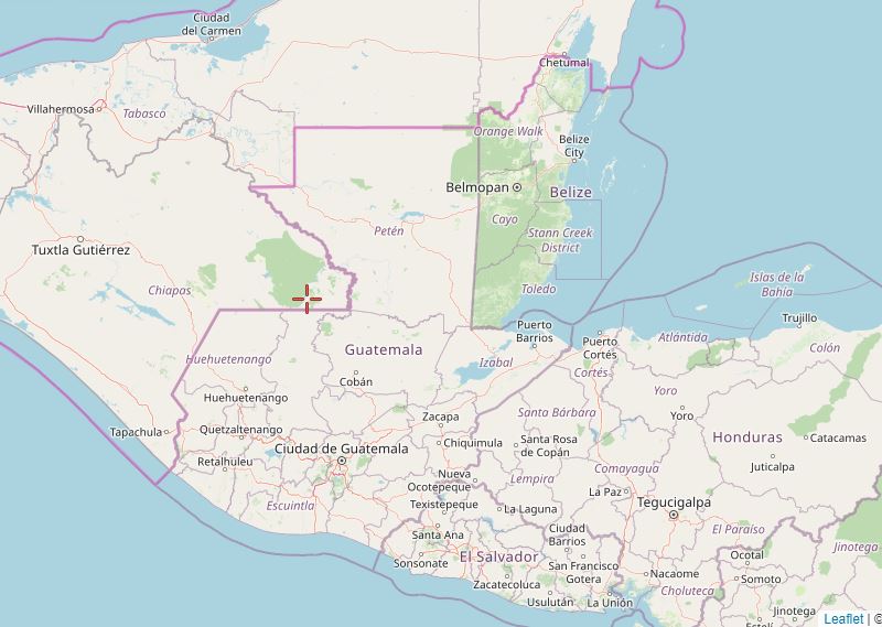 Mapa satelital de Guatemala.