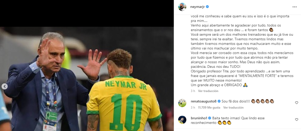 La Emotiva Carta De Despedida De Neymar A Tite