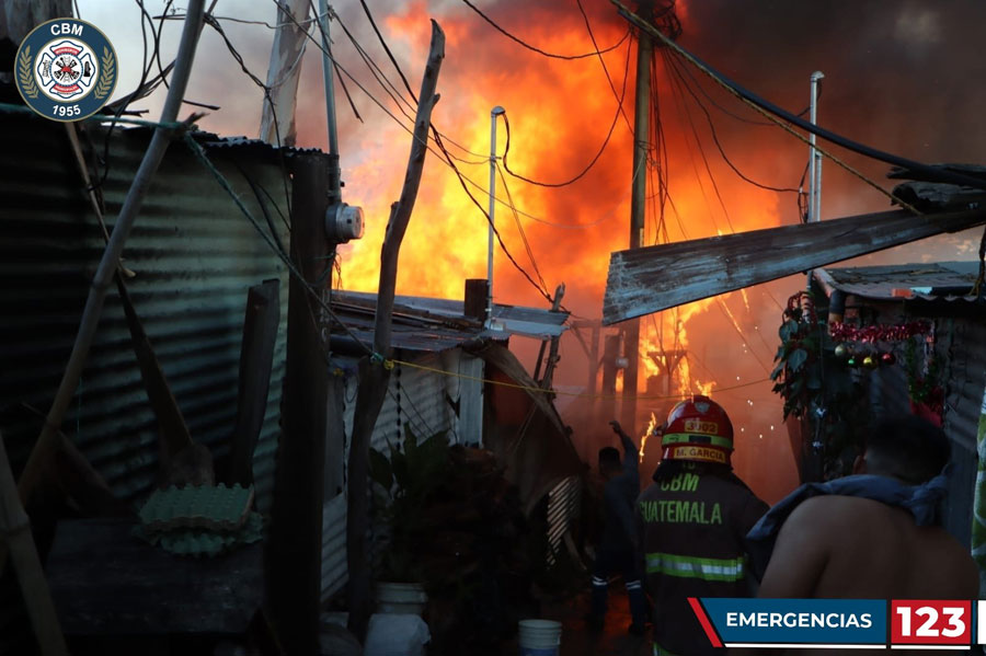 Se registra un incendio en el asentamiento Santa María La Paz, en zona 21