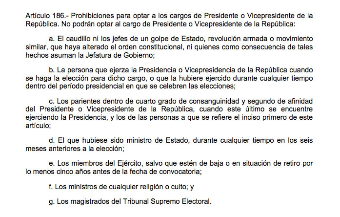 Artículo 186 de la Constitución Política de la República de Guatemala