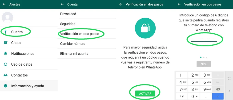 Activar Verificación en dos pasos en WhatsApp