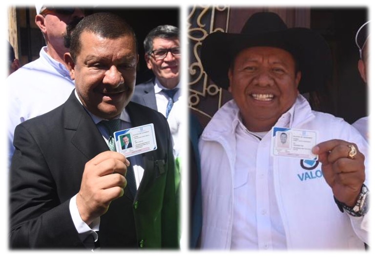 Candidatos a alcalde de UNE y Valor reciben credenciales