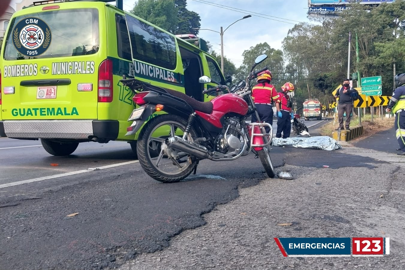 accidente de motorista en Km. 9 ruta a El Salvador