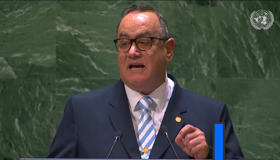 presidente Alejandro Giammattei brinda discurso en asamblea de la ONU