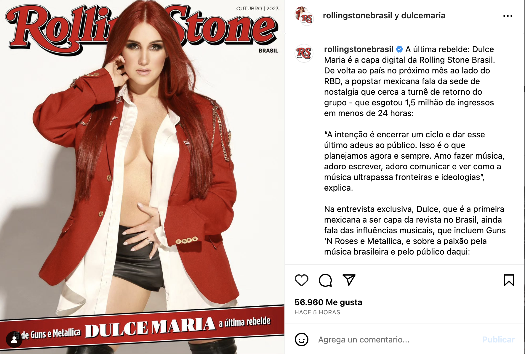 Dulce María aparece sin ropa interior en Instagram octubre 2023