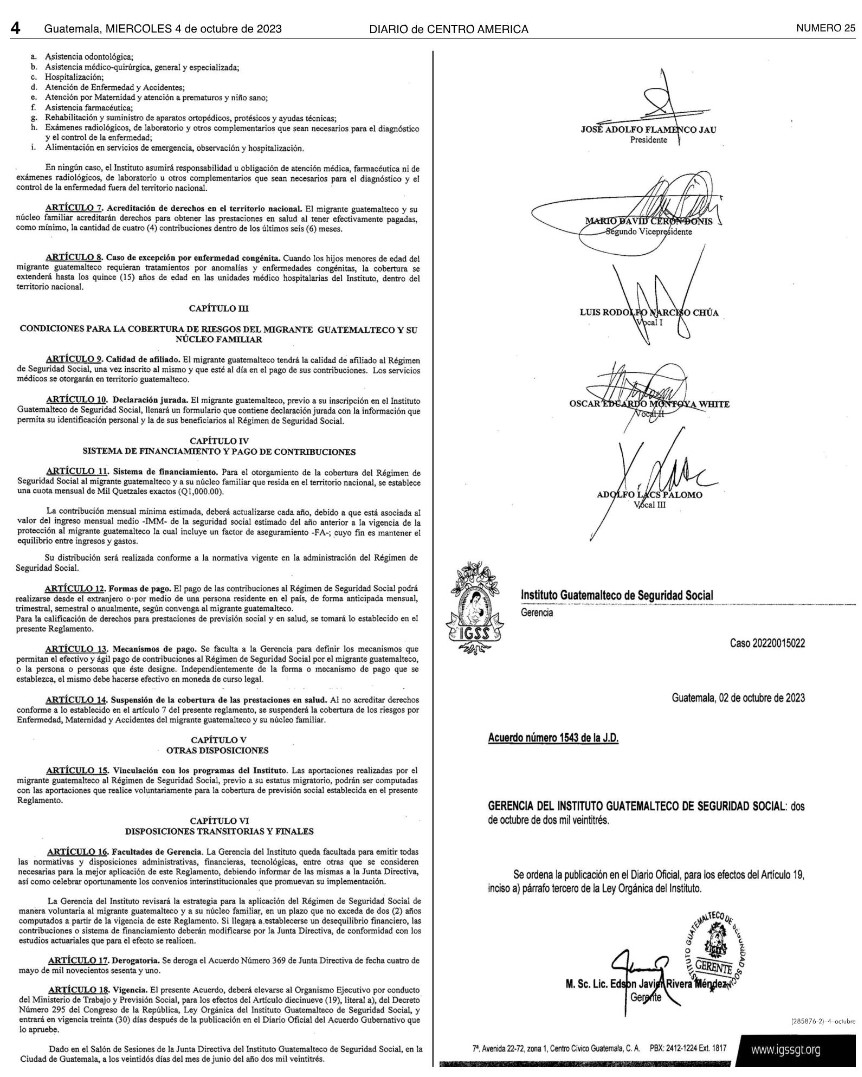 acuerdo del IGSS sobre cobertura a migrantes guatemaltecos - 2