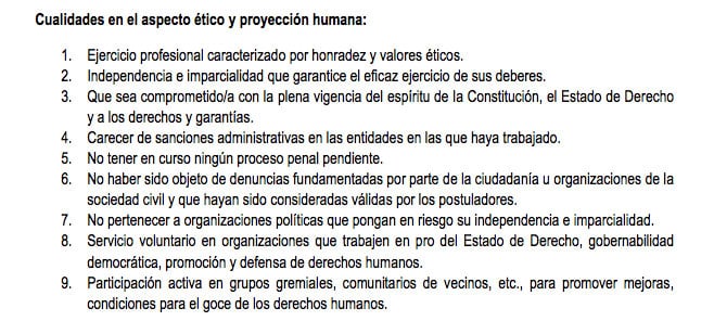 Cualidades en el aspecto ético para relator contra la Tortura