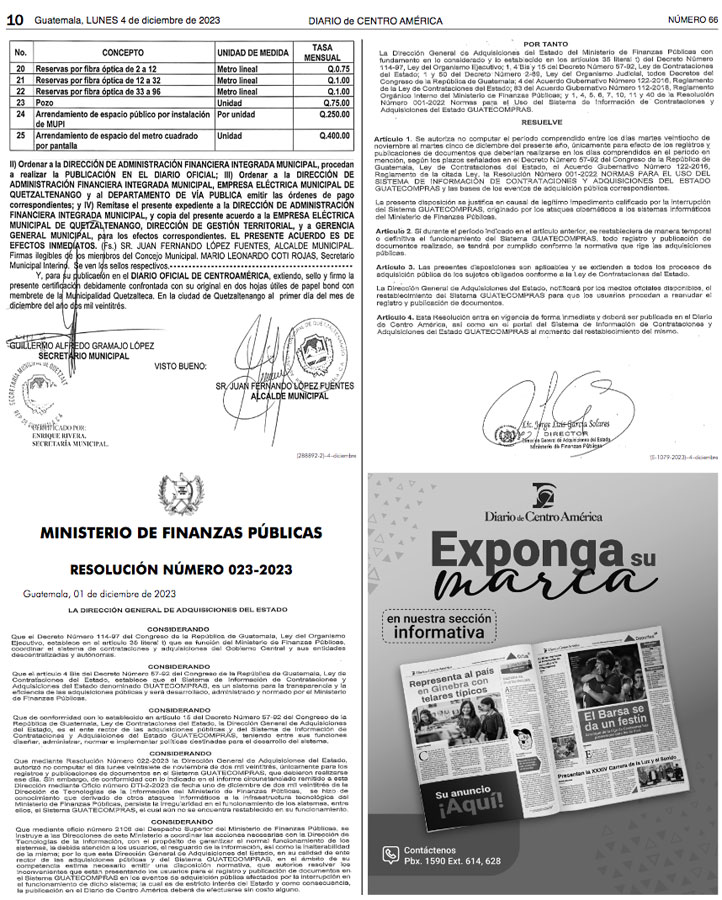 Resolución de Ministerio de Finanzas sobre Guatecompras