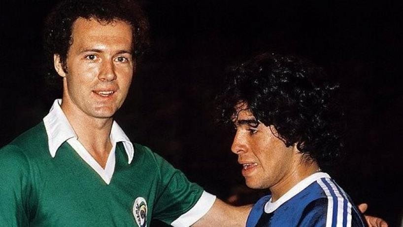 Franz Beckenbaur con Diego Maradona