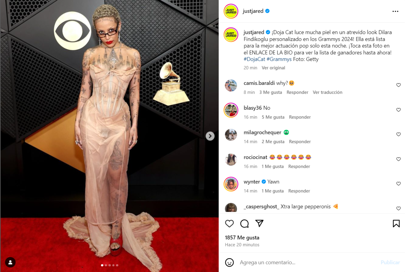 Doja Cat pierde la cordura y muestra de más en los Grammy 2024