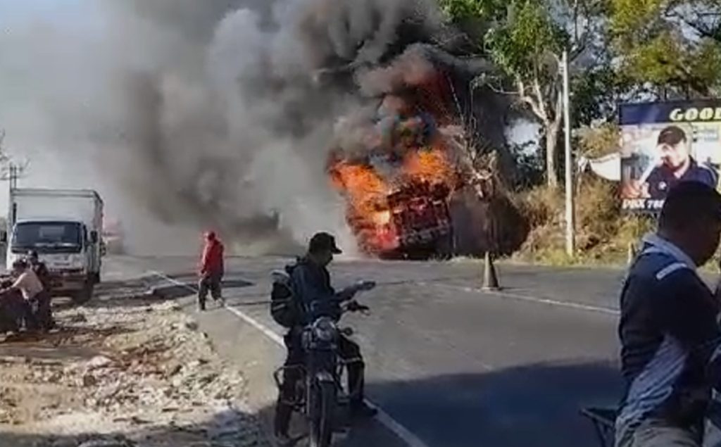 incendio en bus en Escuintla
