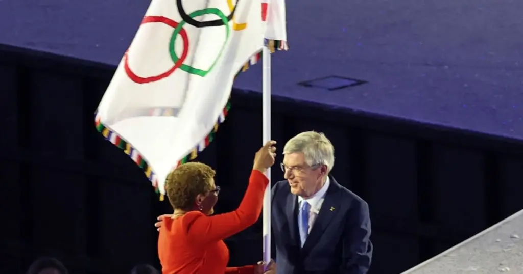 Bandera de Juegos Olímpicos a Los Ángeles