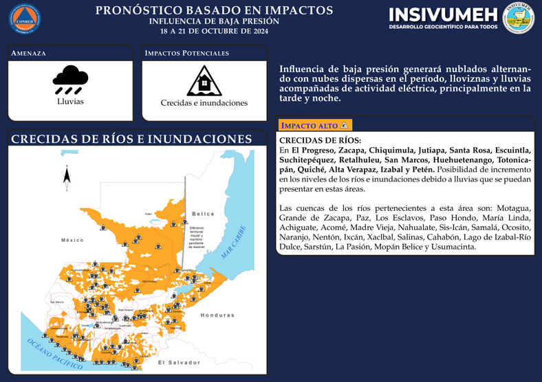 efectos de sistema de baja presión, lluvias