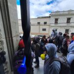 Pobladores de Nahualá protestan frente al Palacio Nacional