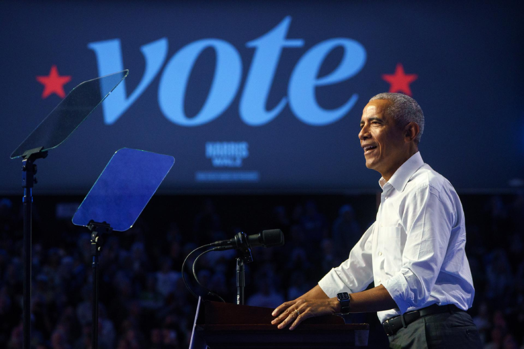 Barack Obama, expresidente de EE. UU., en mitin electoral